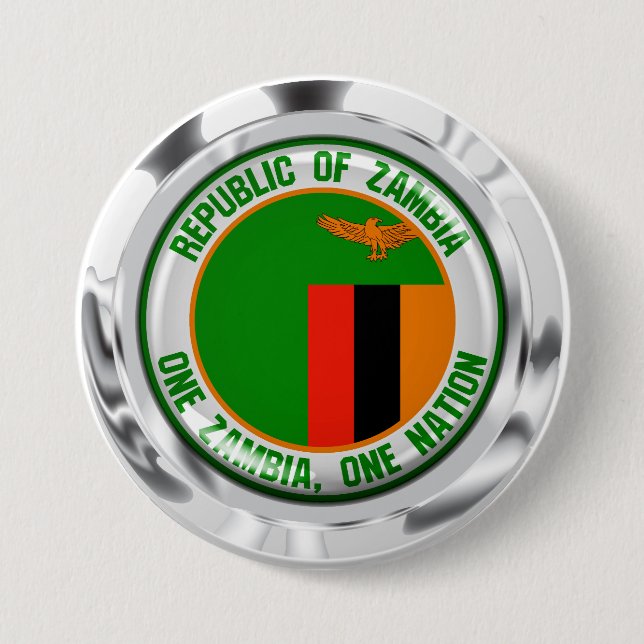 Zambia  Round Emblem 7.5 Cm Round Badge (Front)