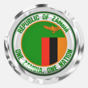 Zambia Round Emblem Classic Round Sticker
