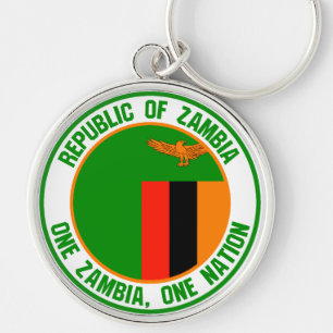 Zambia Round Emblem Key Ring