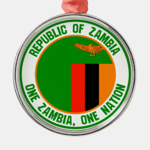 Zambia  Round Emblem Metal Tree Decoration