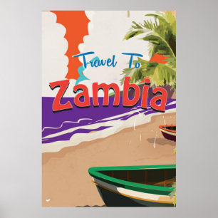 Zambia vintage travel poster