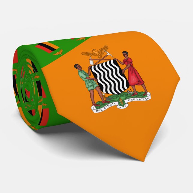 Zambian Flag & Coat of Arms, Flag of Zambia Tie (Rolled)