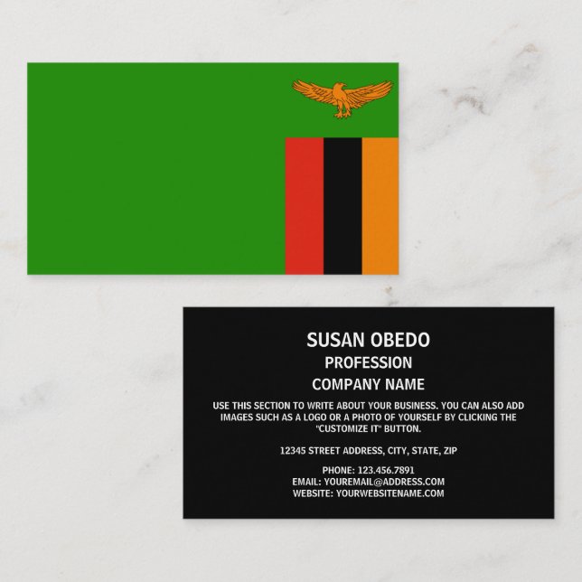 Zambian Flag, Flag of Zambia Business Card (Front/Back)
