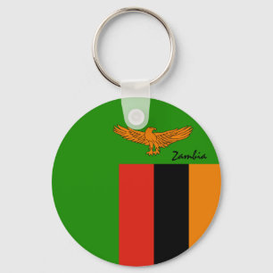 Zambian Flag & Zambia holiday, patriots / sports Key Ring