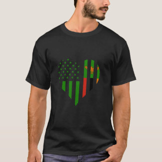 Zambian Flag Zambian Roots Heart USA Zambian Pride T-Shirt