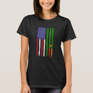 Zambian Roots Half American Flag Patriotic Zambian T-Shirt