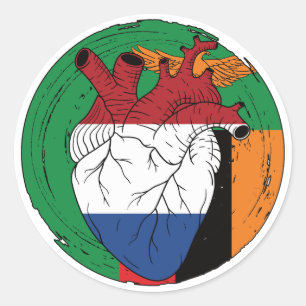 Zambian Zambia Koningsdag Dutch Netherlands Heart  Classic Round Sticker
