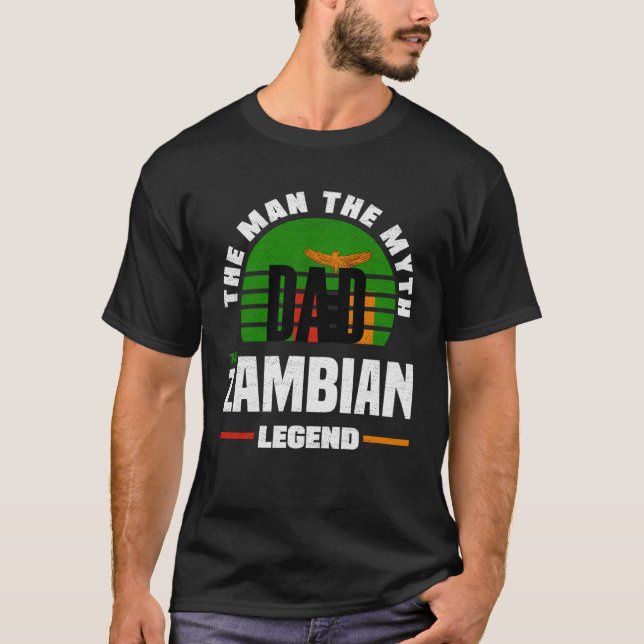 Zambian Zambia Zambian Flag Fathers Day T-Shirt (Front)