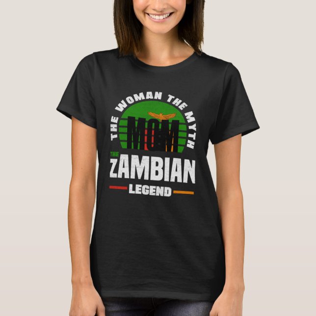 Zambian Zambia Zambian Flag Mothers Day T-Shirt (Front)