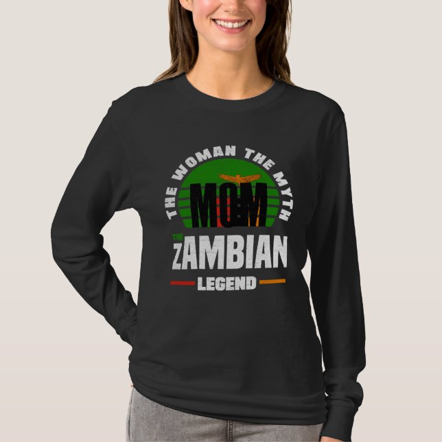 Zambian Zambia Zambian Flag Mothers Day T-Shirt (Front)