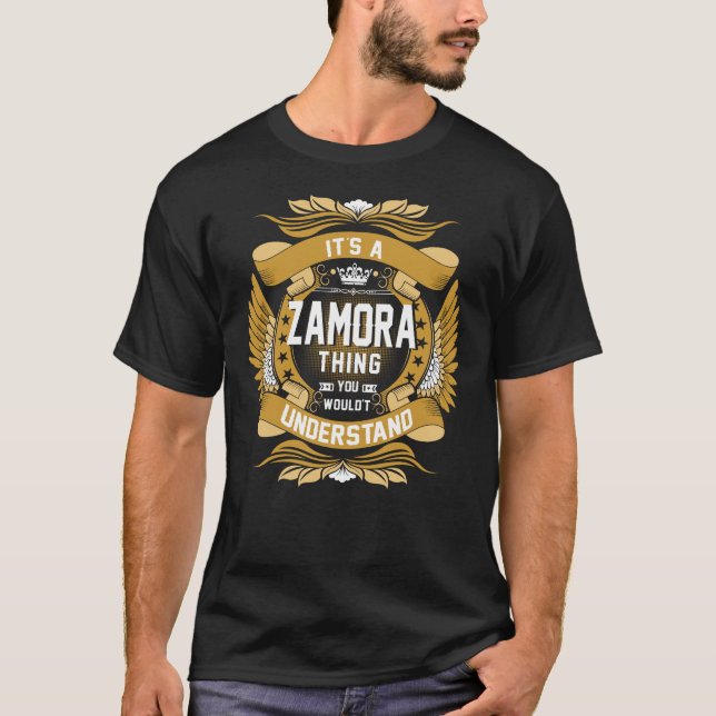 ZAMORA Name, ZAMORA family name crest T-Shirt (Front)