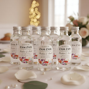 zamzam water nikah muslim wedding favour floral classic round sticker