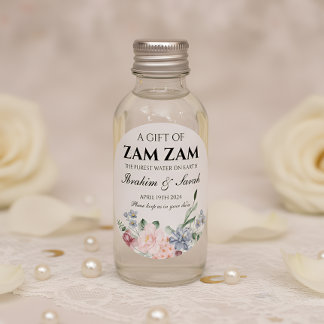 zamzam water nikah muslim wedding favour floral classic round sticker