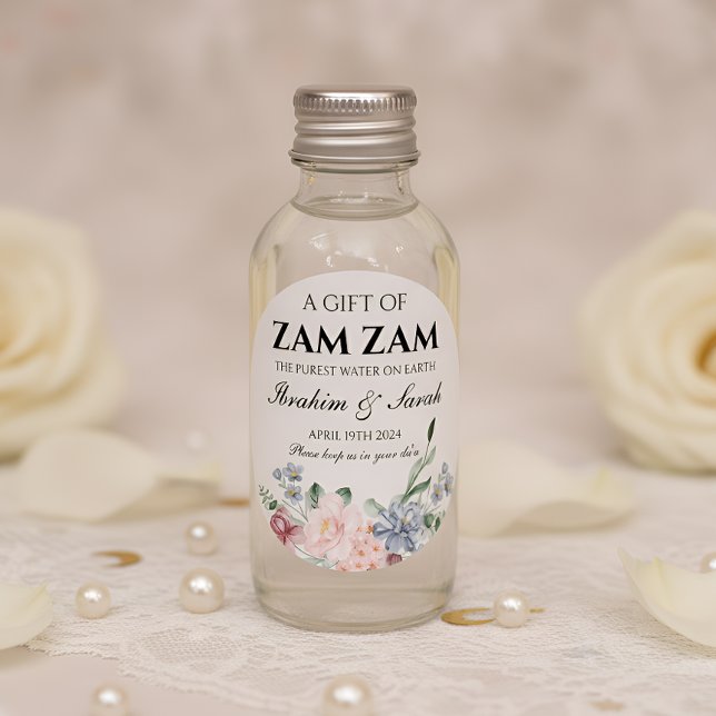 zamzam water nikah muslim wedding favour floral classic round sticker (Creator Uploaded)