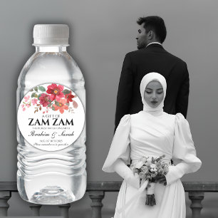 zamzam water nikah muslim wedding red rose classic round sticker