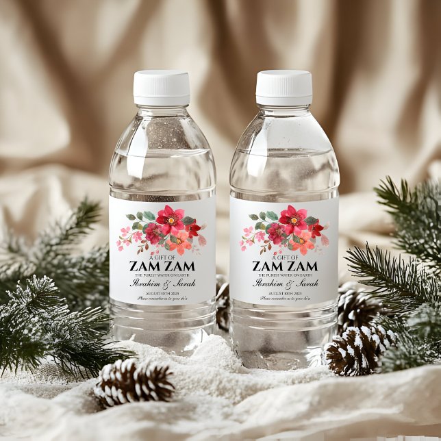 zamzam water nikah muslim wedding red rose square sticker (Creator Uploaded)