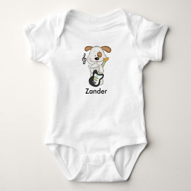 Zander's Rock and Roll Puppy Baby Bodysuit (Front)