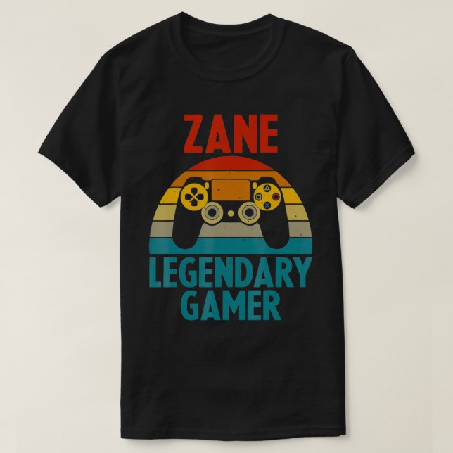 ZANE Gift Name Personalised Funny Gaming Geek Birt T-Shirt (Design Front)