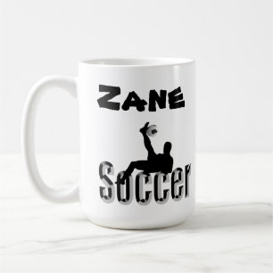 Zane Name With Soccer Design, Coffee Mug