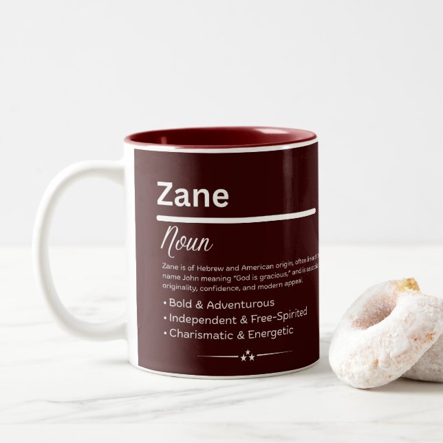 Zane Personalized Name Two-Tone Coffee Mug (With Donut)