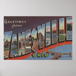 Zanesville, Ohio - Large Letter Scenes Poster