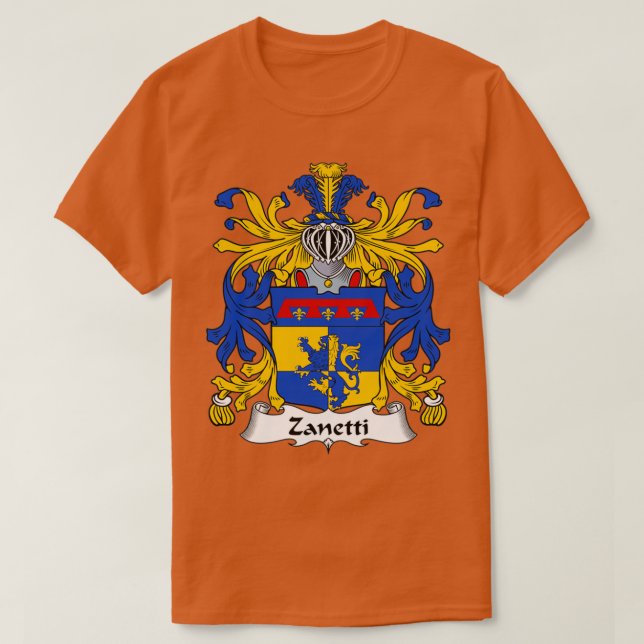Zanetti Coat of Arms Family Crest  T-Shirt (Design Front)