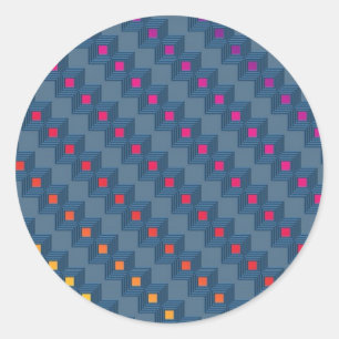 Zany abstract squares classic round sticker