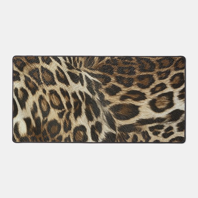 Zany and Spiffy Leopard Spots Leather Grain Look Desk Mat (Front)
