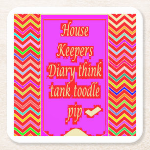  ZANY ART DESIGN WITH HOUSEKEEPER WORDS SQUARE PAPER COASTER