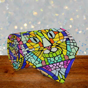 Zany Cat in Many Colors - Fun Mosaic on Cheerful Tie