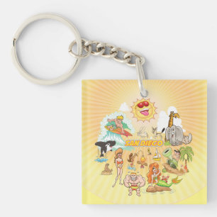 Zany San Diego Cartoon Acrylic Key Ring