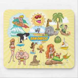 Zany San Diego Cartoon Mouse Pad