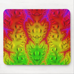 ~ Zany Shades Purple Green Red Yellow Fractal Mouse Pad