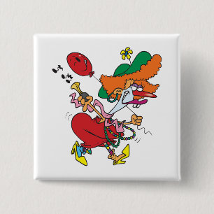 Zany Woman Running Clown 15 Cm Square Badge