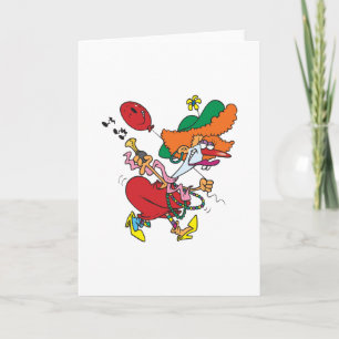 Zany Woman Running Clown Card