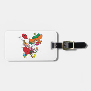 Zany Woman Running Clown Luggage Tag