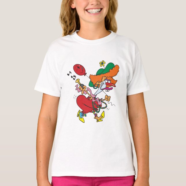 Zany Woman Running Clown T-Shirt (Front)