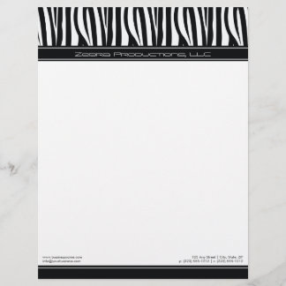 Zany Zebra Black Customised Designer Letterhead Design