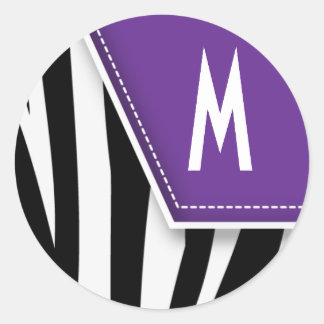 Zany Zebra Monogram Sticker (purple)