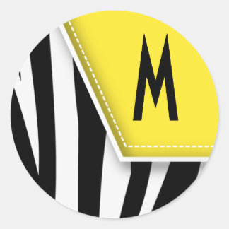 Zany Zebra Monogram Sticker (yellow)