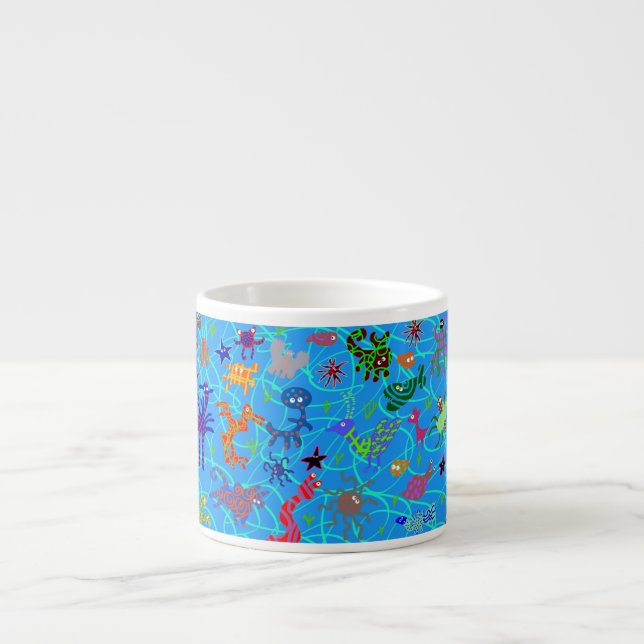 ZANY ZOO BLUE ESPRESSO MUG (Front)