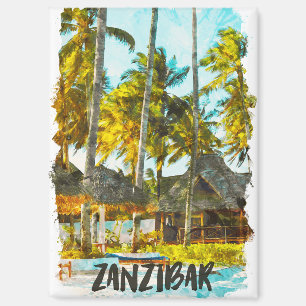 Zanzibar Africa Vintage Travel Illustration Magnet