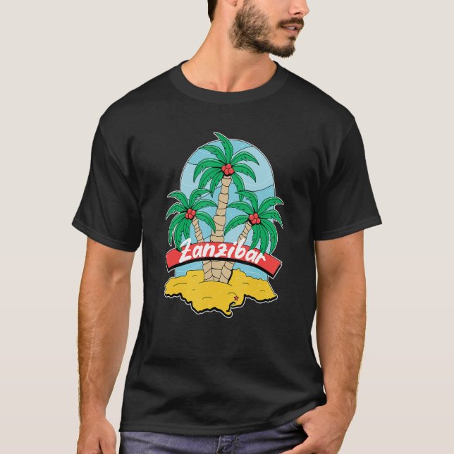 Zanzibar Palm Beach Surfing Souvenir Beach Vacatio T-Shirt (Front)