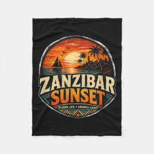 Zanzibar Sunset Africa Beach Travel Gift Fleece Blanket