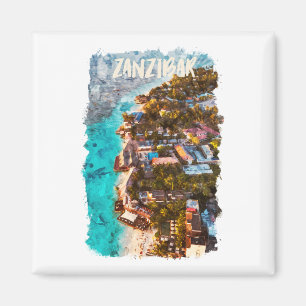 Zanzibar Tansania Ocean Palm Tree Vacation Magnet
