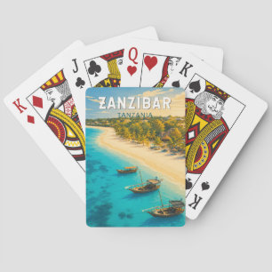 Zanzibar Tanzania Illustration Travel Art Vintage Playing Cards
