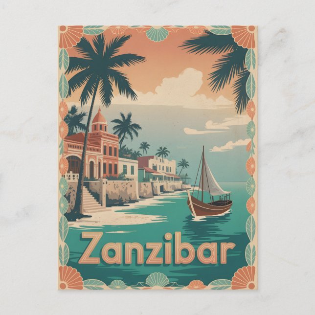 Zanzibar Vintage Postcard (Front)