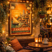 Zanzibar Vintage Travel Poster|Spice Island Tanzai