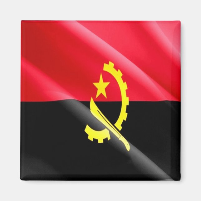 zAO002 ANGOLA WAVING FLAG, Africa, Fridge Magnet (Front)