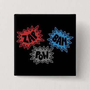 ZAP BAM POW Comic Sound FX - Original 15 Cm Square Badge